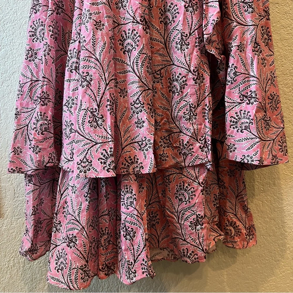 J. Crew Collection cross back tiered ruffle hem midi dress in Ratti coral vines